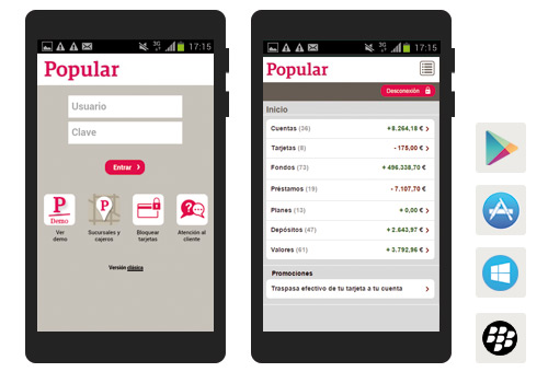 El Banco Popular lanza su nueva banca móvil para teléfonos y tabletas