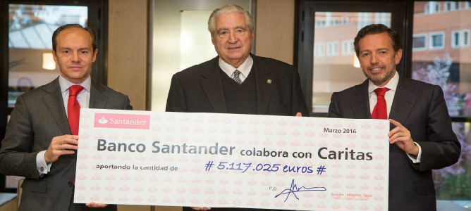 Banco Santander entrega 5,1 millones de euros para proyectos de Cáritas