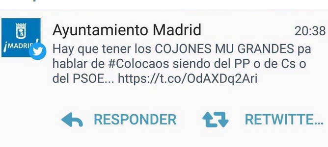 ‘Tenéis los cojones mu grandes’, el polémico tuit del Ayuntamiento de Madrid