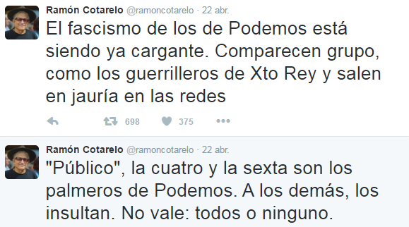 Cotarelo: ‘Público, la cuatro y la sexta son los palmeros de Podemos’