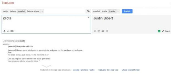Idiota en francés es ‘Justin Bibert’ según Google Translate