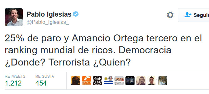 Iglesias niega ahora que insultara a Amancio Ortega tras tildarle de ‘terrorista’