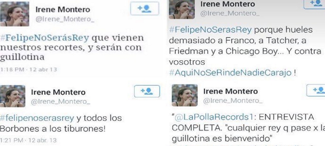 Irene Montero, la ministrable novia de Pablo Iglesias, pide pasar por la ‘guillotina’ al Rey