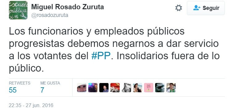 Un coordinador social de Podemos vomita contra los votantes del PP