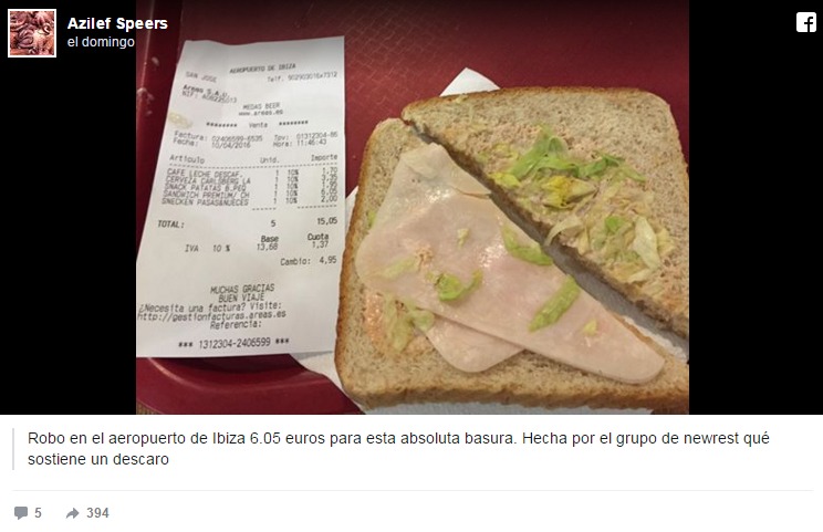 ‘Estafa premium’: la foto de la factura de un sándwich en Ibiza se vuelve viral