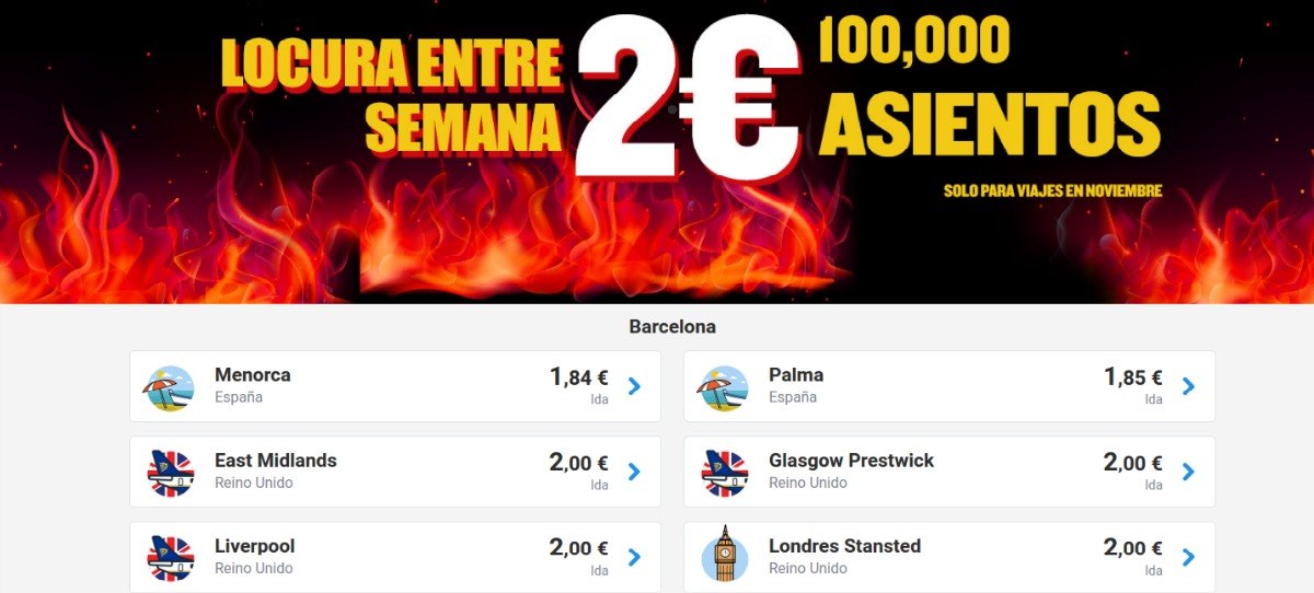 Ryanair ofrece vuelos a dos euros