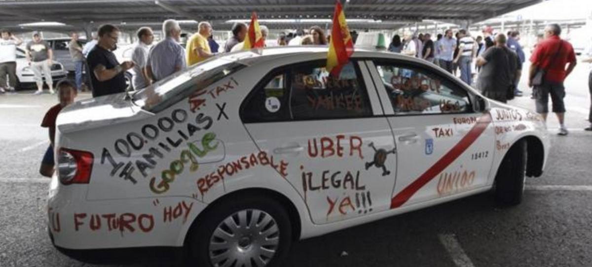 España, sin taxis por las protestas contra Uber y Cabify