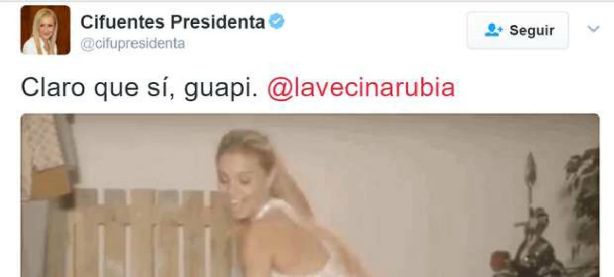 Cifuentes ridiculiza a una tuitera que la reta: "Claro que sí, guapi¨"