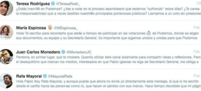 Los mensajes spam de Podemos hartan a los usuarios de las redes