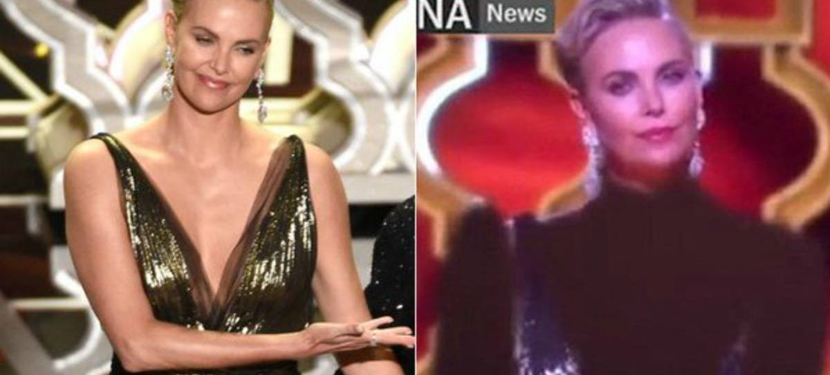 La televisión iraní censura el escote de Charlize Theron en los Oscar