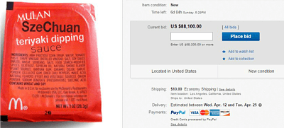 Se subasta un sobre de salsa de McDonald’s por casi 15.000 dólares