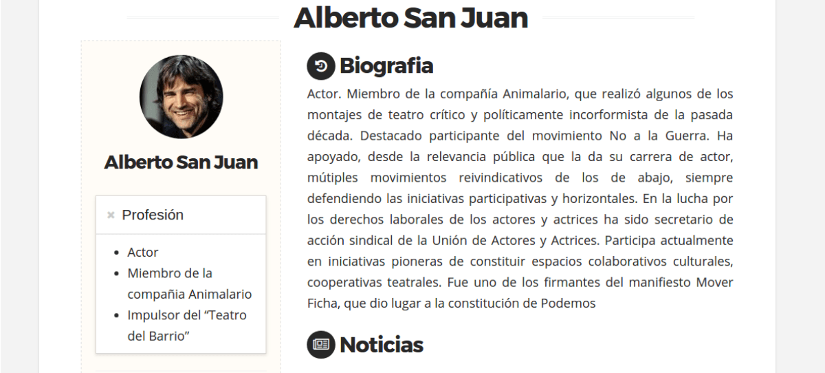 Carmena contrata a Alberto San Juan, defensor de Willy Toledo y Bódalo