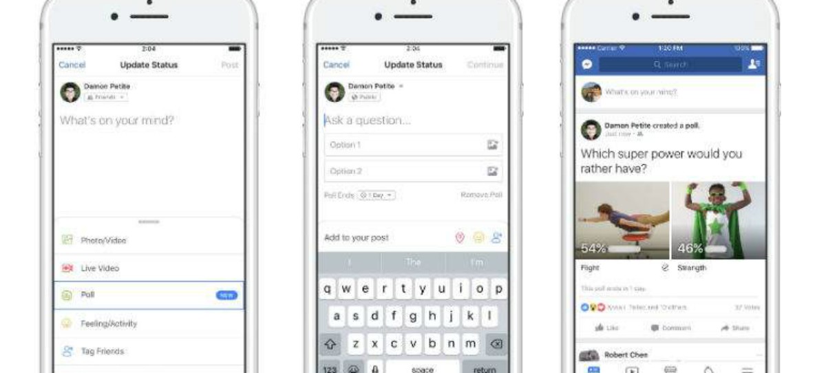 Facebook ya permite publicar encuestas con fotos y GIF