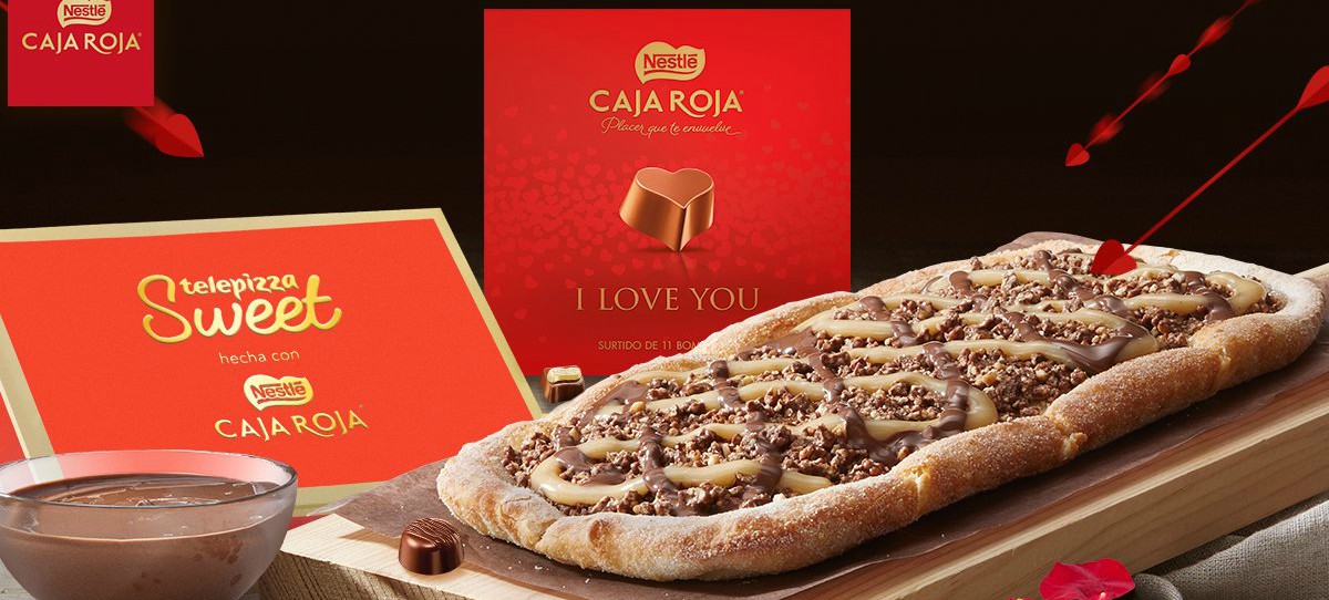 Telepizza crean una pizza dulce hecha con chocolate de la Caja Roja
