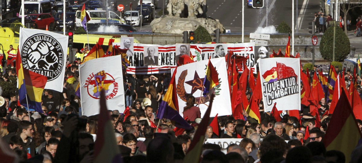 Los retratos de Lenin y Stalin en la marcha por la República en el Madrid de Carmena