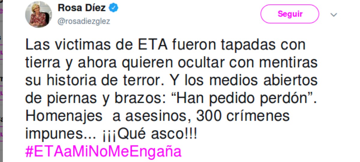 Rosa Díez: ‘Las victimas de ETA fueron tapadas con tierra y ahora quieren ocultarlo’