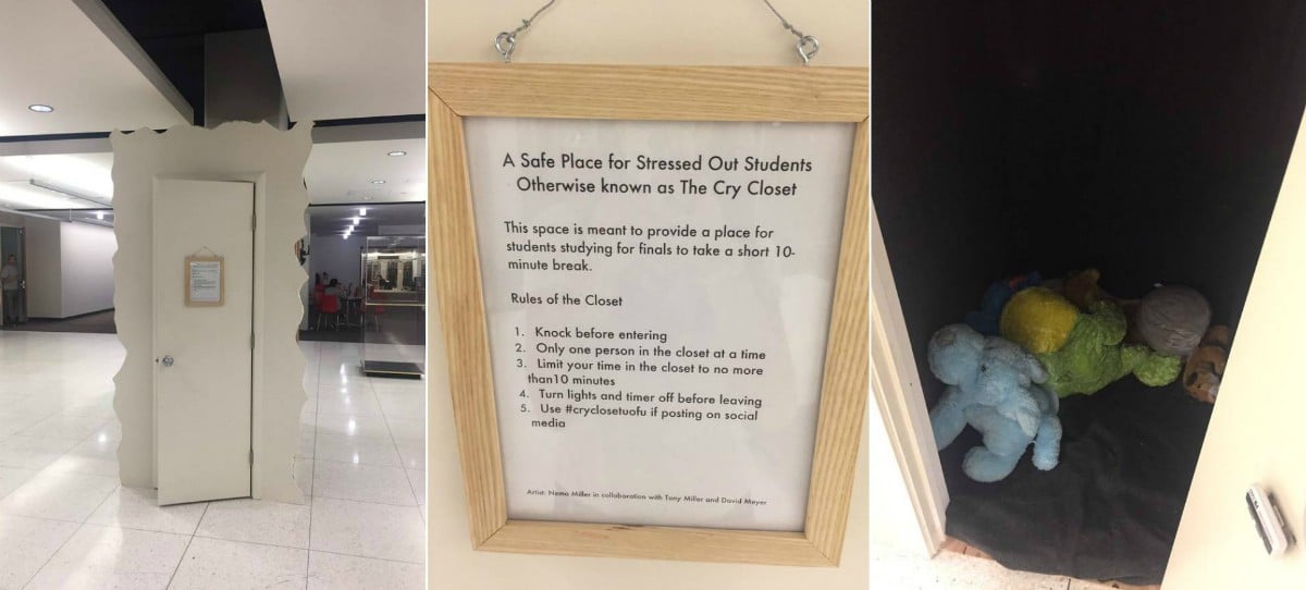 Una universidad de EEUU crea un armario para llorar en época de exámenes