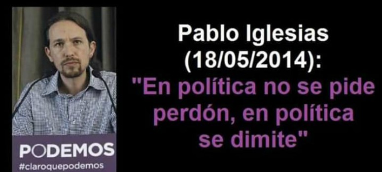 Las redes atrapan a Pablo Iglesias: ‘En política no se pide perdón, en política se dimite’