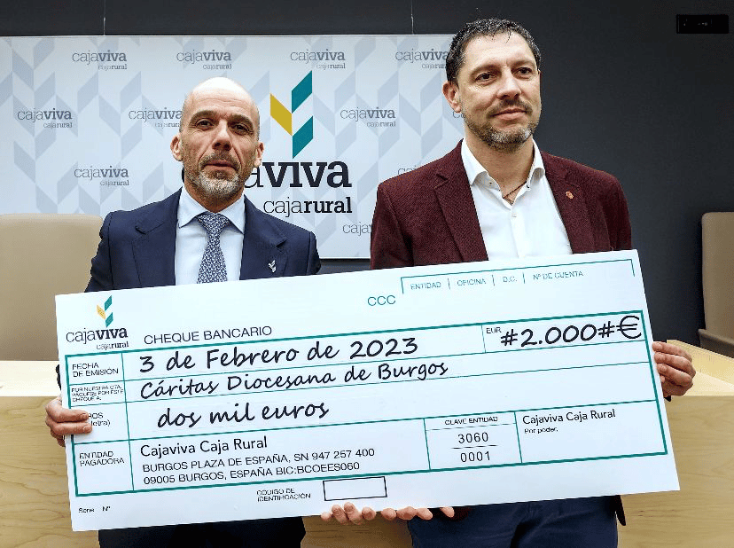 Cajaviva Caja Rural dona 2.000 euros a Cáritas Burgos en el ‘Día Solidario’