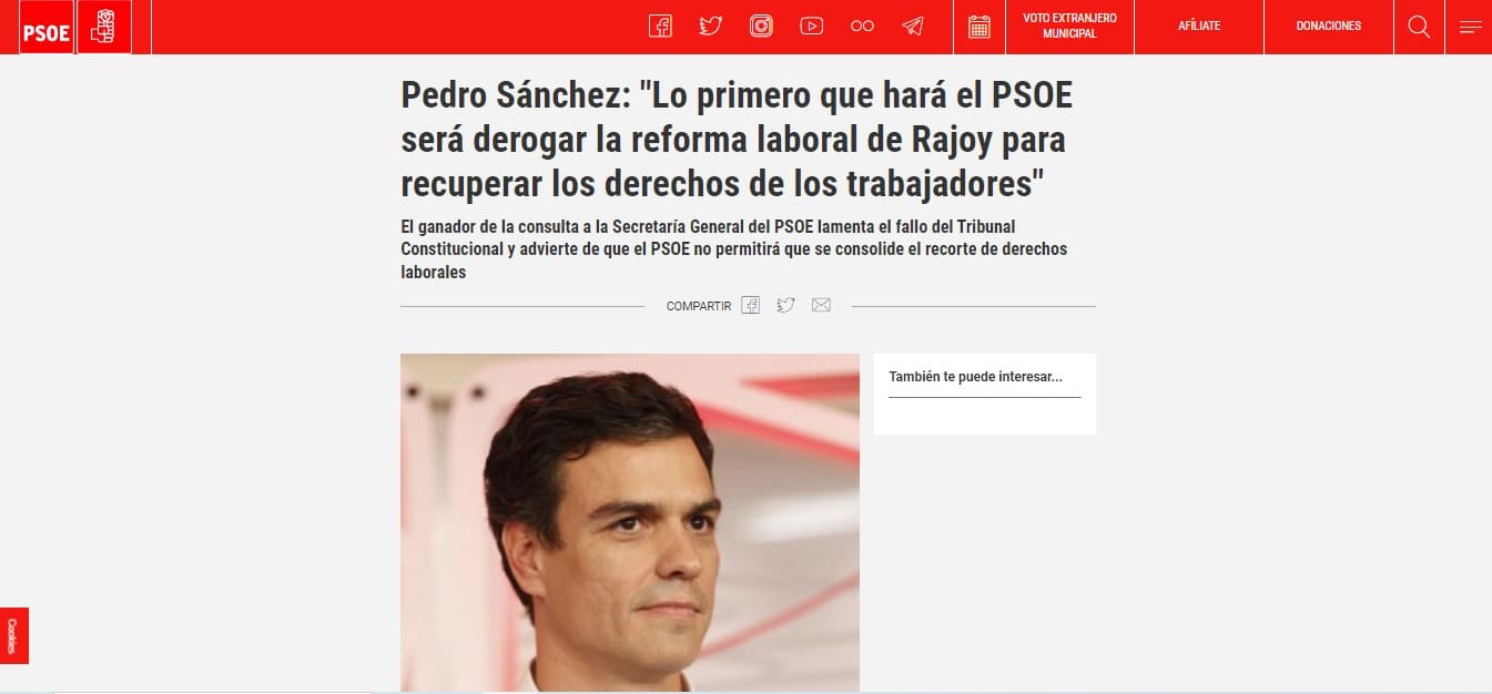 El PSOE, a favor de la reforma laboral del PP, vota en contra de recuperar los 45 días por despido improcedente