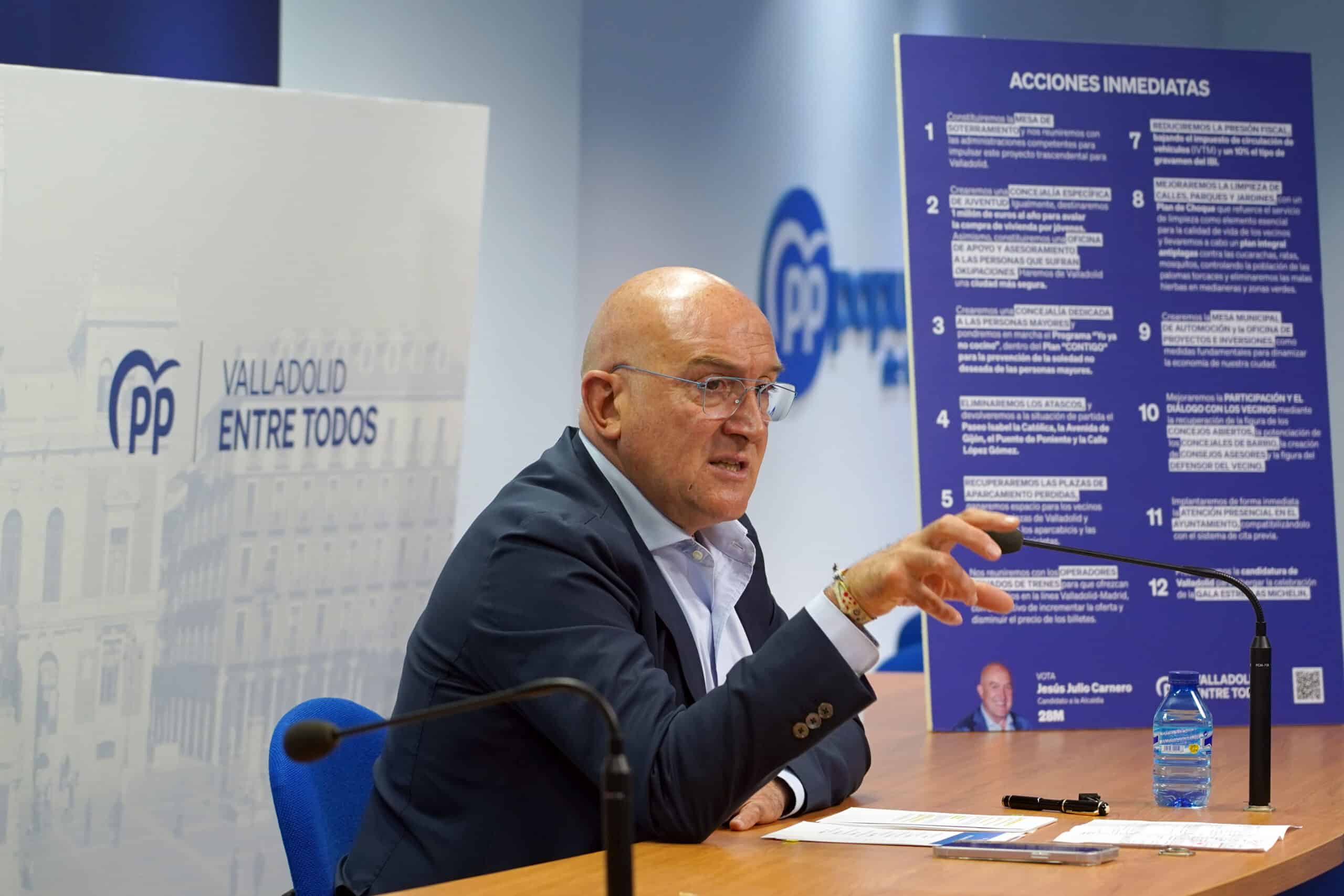 Carnero anuncia doce medidas de choque en los seis primeros meses si es alcalde de Valladolid