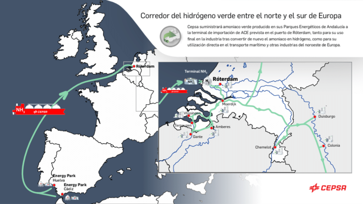 Cepsa y Yara Clean Ammonia sellan una alianza para conectar el sur y el norte de Europa con hidrógeno verde, en presencia de los reyes de España y Holanda