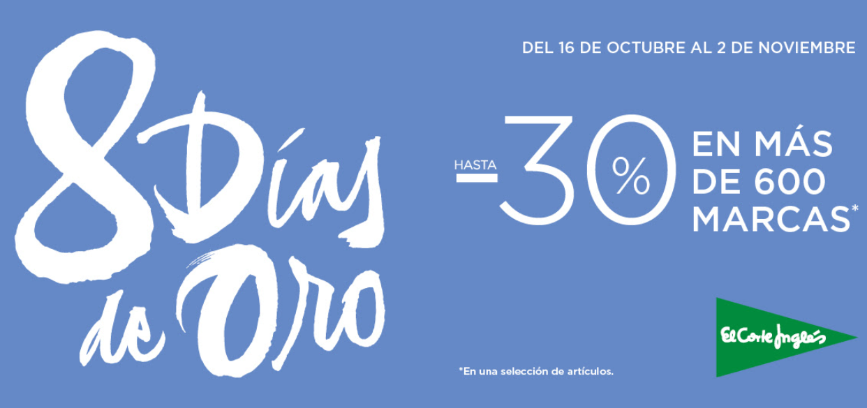 El Corte Inglés lanza 8 Días de Oro con descuentos de hasta el 30% en más de 600 marcas